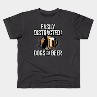 Easily Distracted by Dogs and Beer Kids T-Shirt